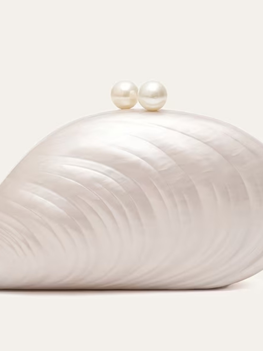 Pearlescent Shell Clutch in Pearl White - Picture 2 of 8